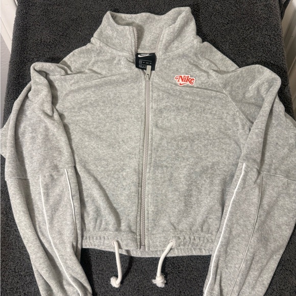 Nike Tops - Nike Heather Gray Terry Cloth Zip-Up Jacket- Size XS